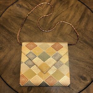 Vintage Diane Love gold chain geometric evening bag vtg 70’s